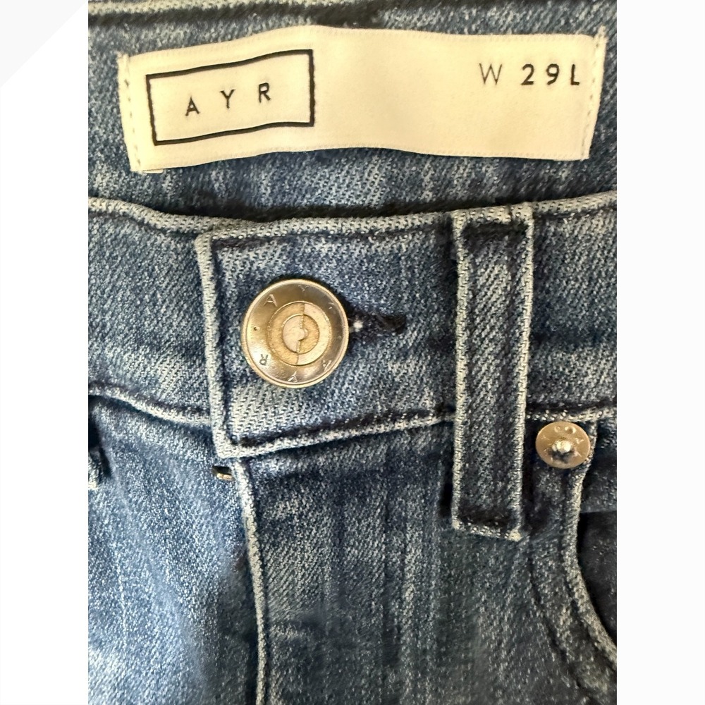 AYR Jeans The Pop Women's Blue Denim High Rise Crop Jeans Frayed Hem - long - Picture 10 of 12